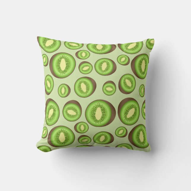 Coussin Motif Kiwifruit Vert Et Brown (Recto)