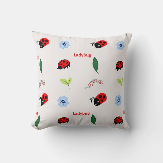 Coussin Motif Ladybug sur gris (Recto)