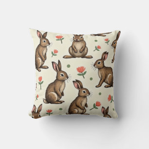 Coussin motif lapin vintage