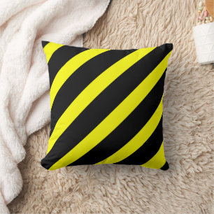 Coussin Motif large diagonale jaune et noir