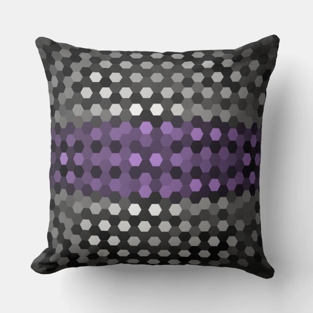 Coussin Motif Lavande et Hexagons gris (Recto)