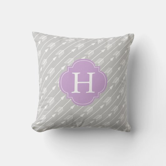 Coussin Motif Lavender Monogramme Flèches (Recto)