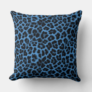 Coussin Motif léopard bleu et noir
