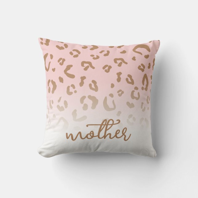 Coussin Motif Léopard rose personnalisé Mère Script (Recto)