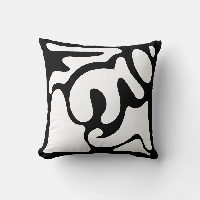 Coussin Motif libre moderne noir et blanc (Recto)
