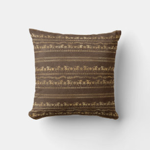 Coussin Motif licorne bohème marron et or