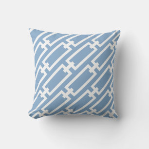 Coussin Motif Liens de chaîne bleu clair et blanc