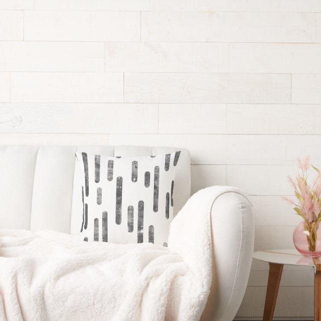 Coussin Motif Lignes arrondies | Graphite en blanc (Canapé)