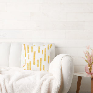 Coussin Motif Lignes arrondies Mustard Jaune/Blanc