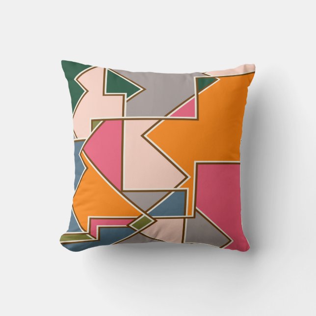 Coussin motif, lignes, orange, violet (Recto)