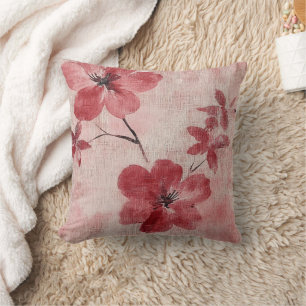 Coussin Motif Lin Floral Rosé Rustique (5)