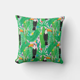 Coussin Motif lumineux tropical transparent dessiné à la m