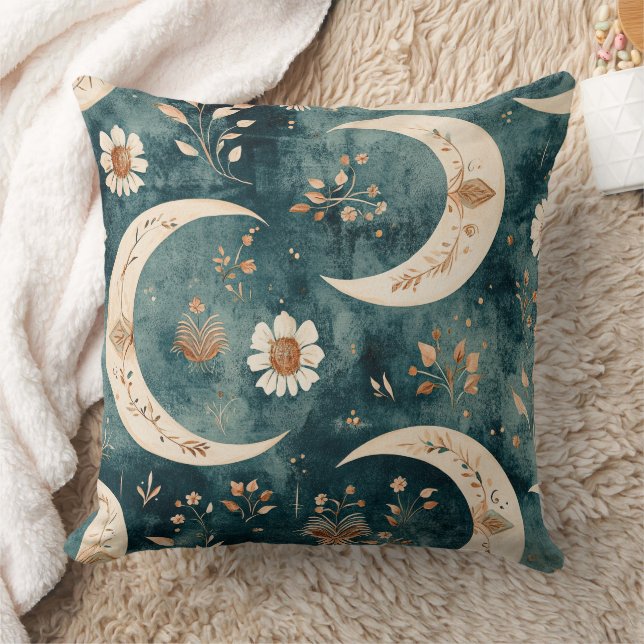 Coussin Motif lunaire floral céleste Boho (9) (Couverture)