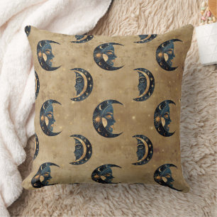 Coussin Motif Lune Étoile Astrologie Vintage