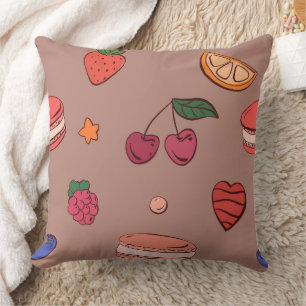Coussin Motif Macaron Français & Fruit