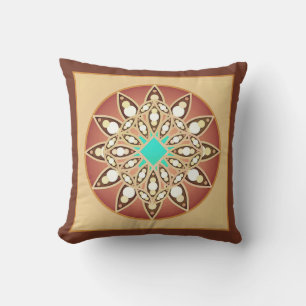 Coussin Motif mandala au caramel et au chocolat