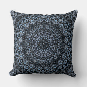 Coussin Motif mandala bleu foncé exotique