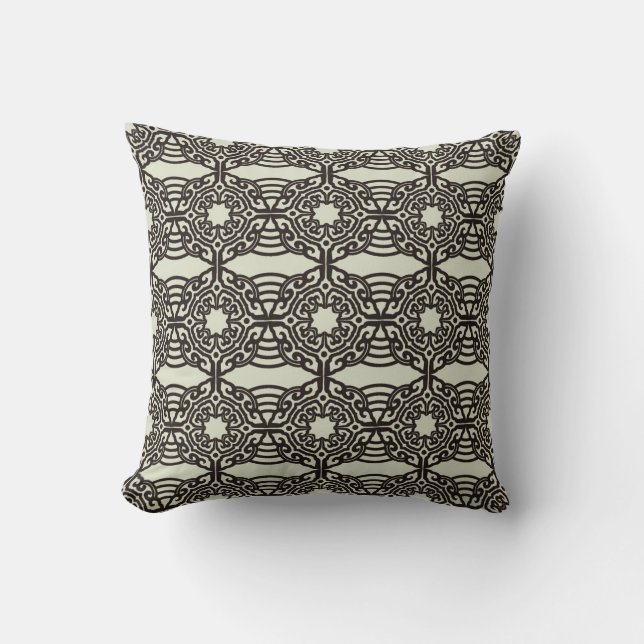 Coussin Motif Mandala en noir (Recto)