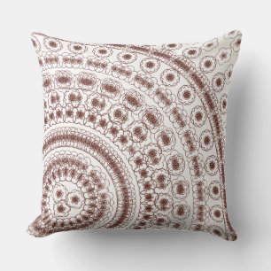 Coussin Motif mandala floral rouge élégant