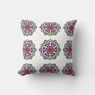 Coussin Motif Mandala Floral Sans Couture Fleur Rose