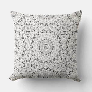 Coussin Motif Mandala géométrique noir et blanc