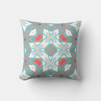 Coussin Motif Mandala Gris Corail | Floral Géométrique Boh
