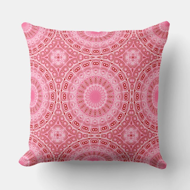 Coussin Motif Mandala Rouge et Rose (Recto)