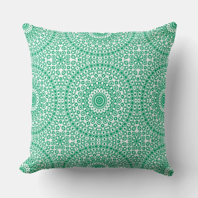Coussin Motif Mandala Vert Jade (Recto)