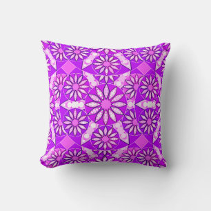 Coussin Motif mandala, violet, orchidée et rose