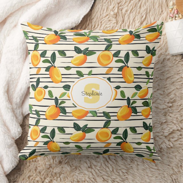 Coussin Motif Mango Aquarelle avec Feuilles verts (Couverture)