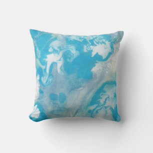 Coussin Motif Marbre Bleu Blanc et Gris