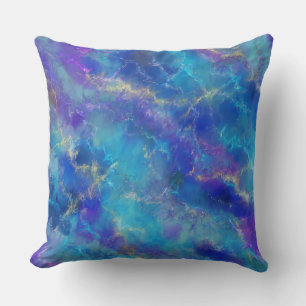 Coussin Motif marbré bleu, violet et or