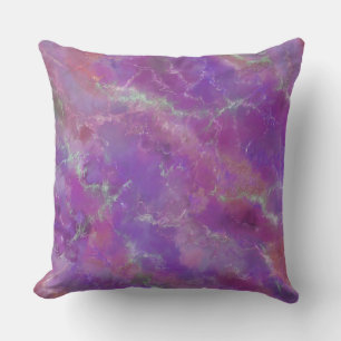 Coussin Motif marbre rose, violet et argent