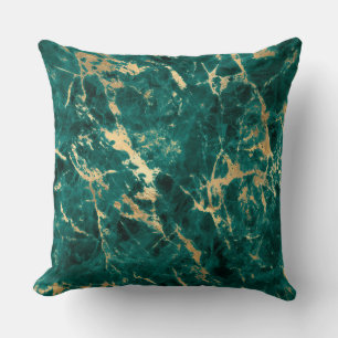 Coussin Motif marbre sarcelle et or moderne