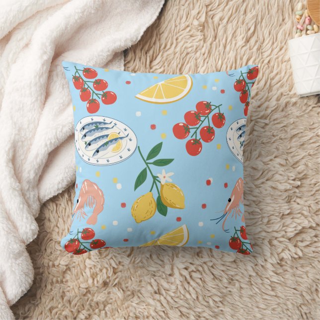 Coussin Motif Marché de Fruits de Mer Méditerranéens (5) (Couverture)