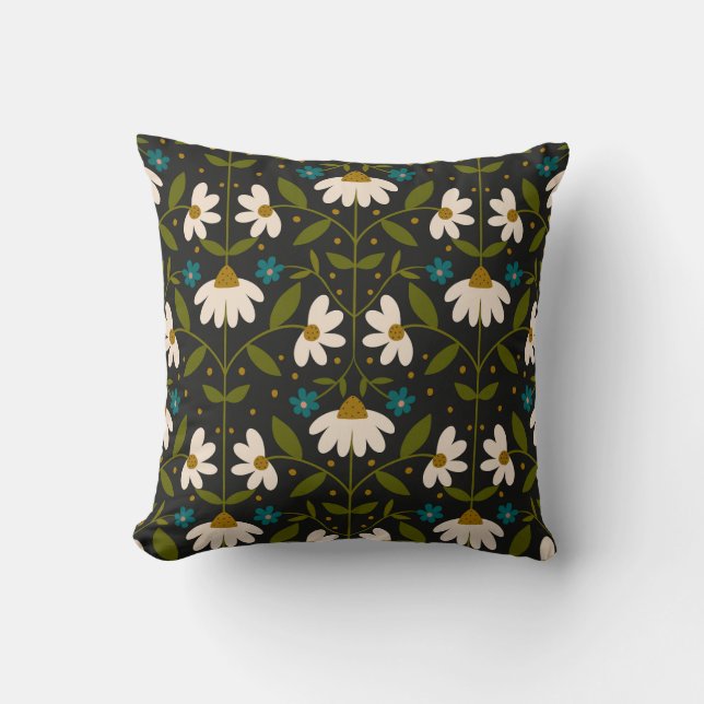Coussin Motif marguerrier blanc mignon (Recto)