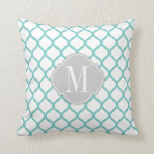 Coussin Motif marocain bleu et blanc d'Aqua avec le