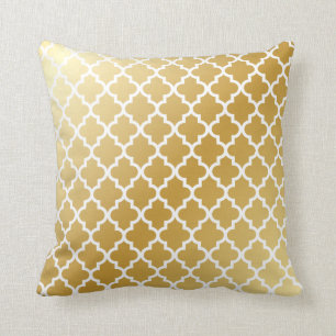 Coussin Motif marocain de Quatrefoil d'or métallique