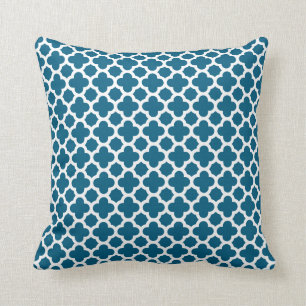 Coussin Motif marocain de Quatrefoil en Turquoise