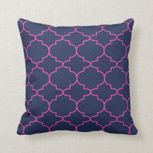 Coussin Motif marocain de rose de bleu marine avec le pois
