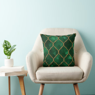 Coussin Motif marocain émeraude – Style Luxueux