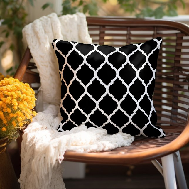 Coussin Motif marocain noir et blanc (Créateur téléchargé)