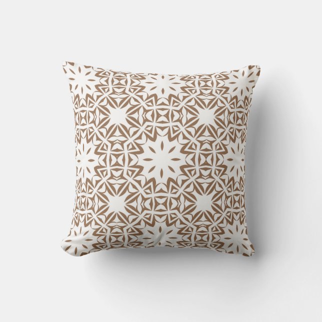 Coussin Motif marron blanc Boho   (Recto)