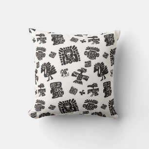 Coussin Motif maya sans couture. Elem noir et blanc