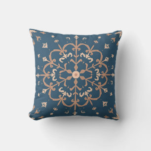Coussin Motif Médaillon Bleu et Tan d'inspiration marocain