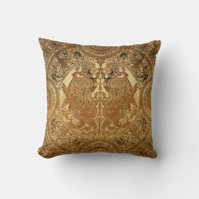 Coussin Motif médiéval Lions & Harpies du 12ème siècle (Recto)
