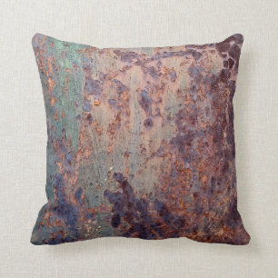 Coussin Motif Métal Rouillé Bleu Grunge