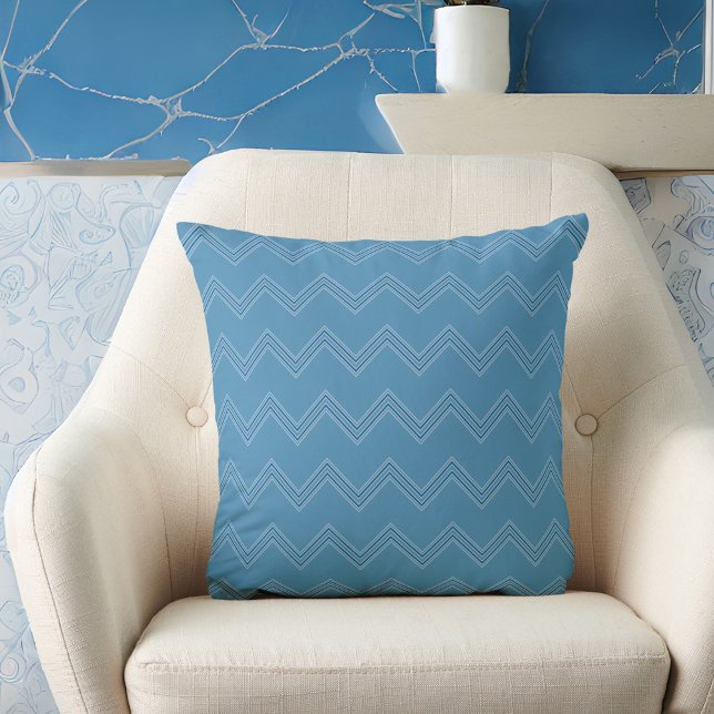 Coussin Motif Midtone Blue Chevron (Créateur téléchargé)