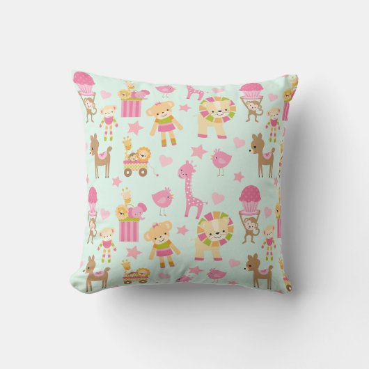 Coussin Motif mignon avec animaux heureux et jouets (Recto)