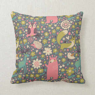 Coussin Motif mignon d'animaux de forêt